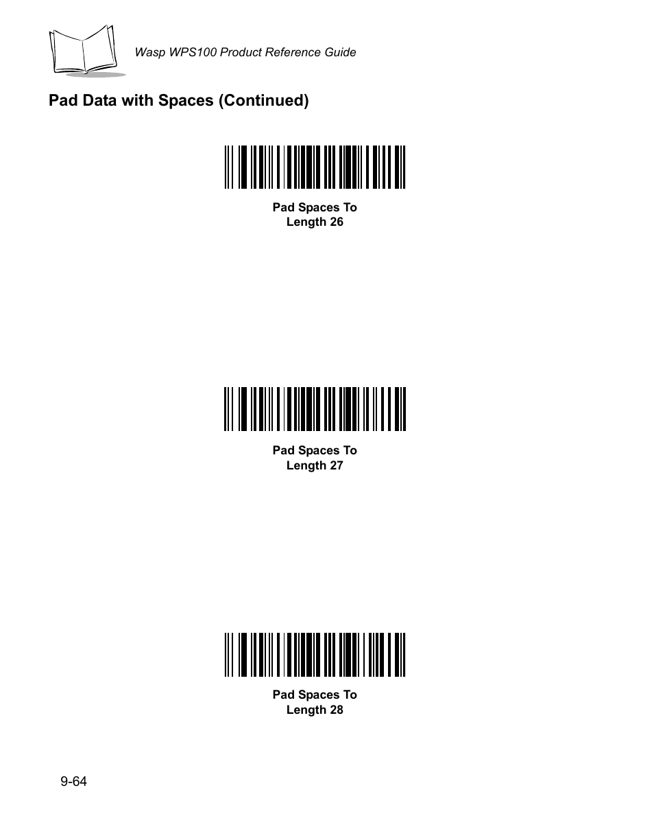 Pad data with spaces (continued) | Wasp Bar Code WPS100 User Manual | Page 282 / 466