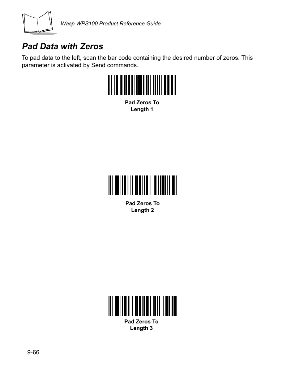 Pad data with zeros, Pad data with zeros -66 | Wasp Bar Code WPS100 User Manual | Page 284 / 466