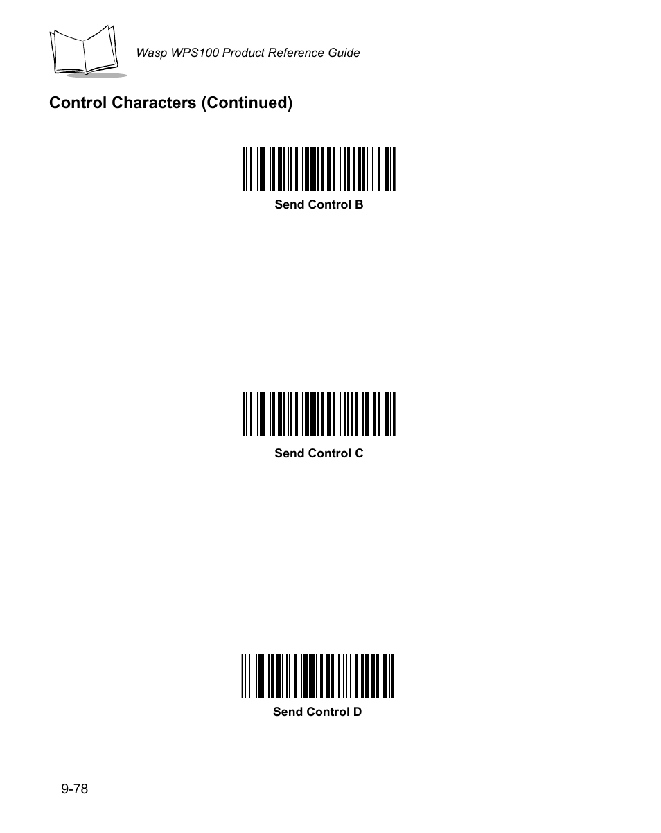 Control characters (continued) | Wasp Bar Code WPS100 User Manual | Page 296 / 466