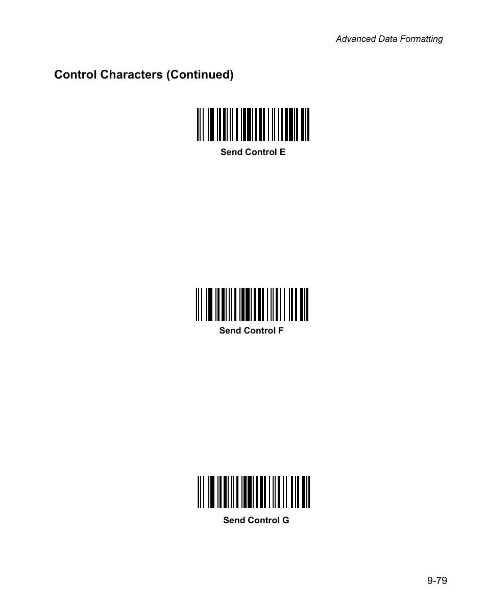 Control characters (continued) | Wasp Bar Code WPS100 User Manual | Page 297 / 466