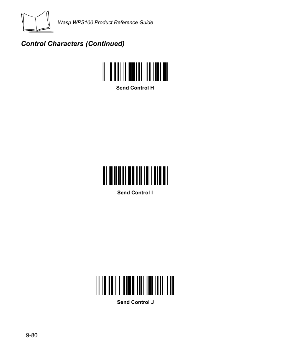 Control characters (continued) | Wasp Bar Code WPS100 User Manual | Page 298 / 466