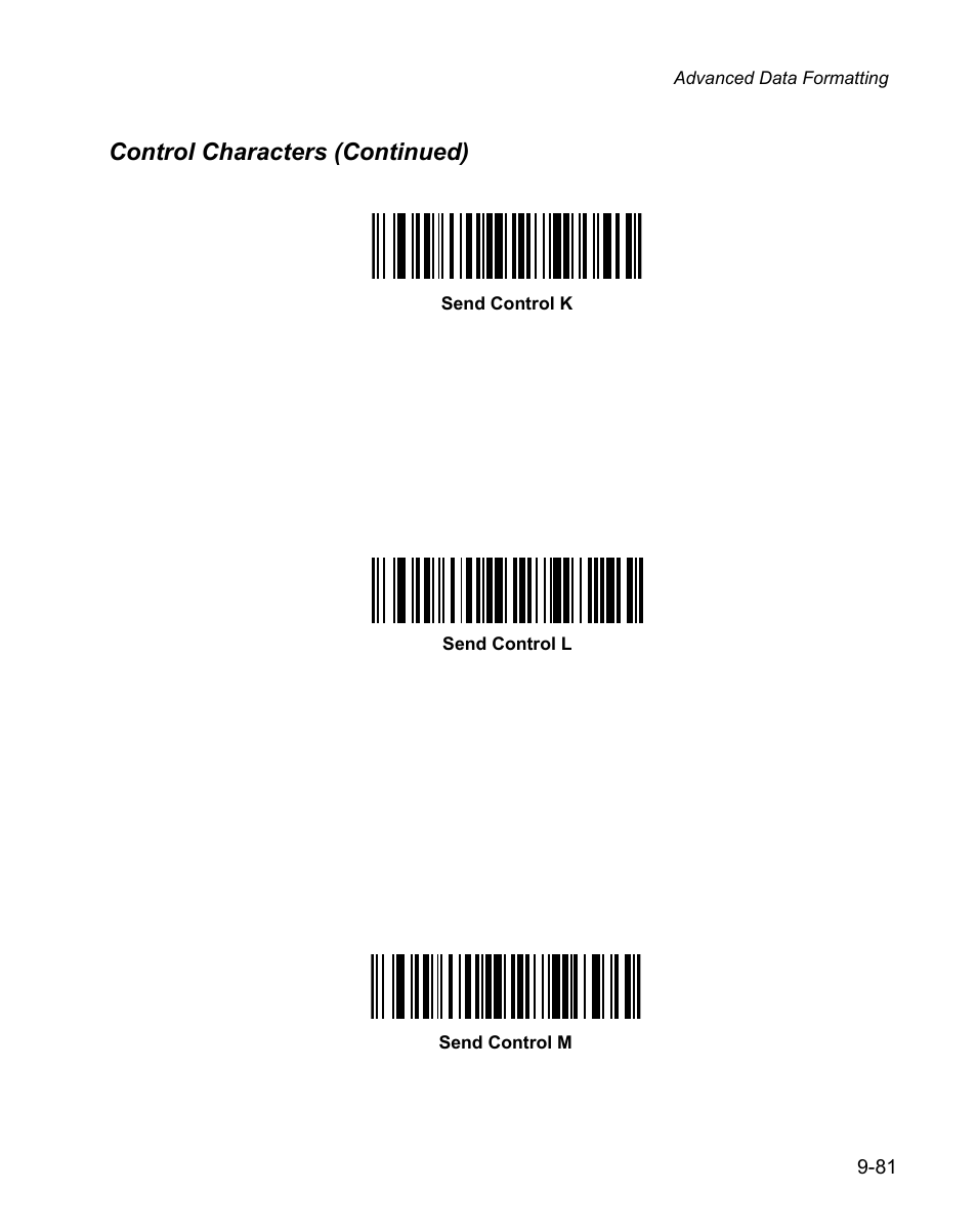 Control characters (continued) | Wasp Bar Code WPS100 User Manual | Page 299 / 466