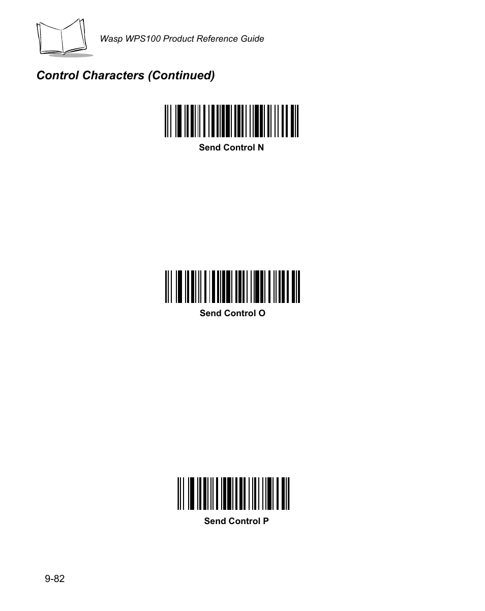 Control characters (continued) | Wasp Bar Code WPS100 User Manual | Page 300 / 466