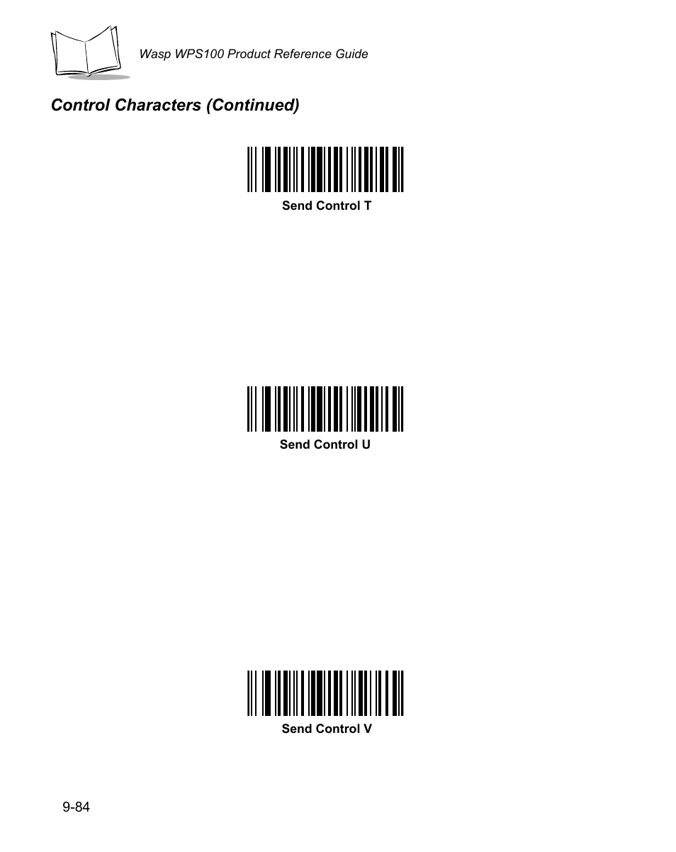 Control characters (continued) | Wasp Bar Code WPS100 User Manual | Page 302 / 466