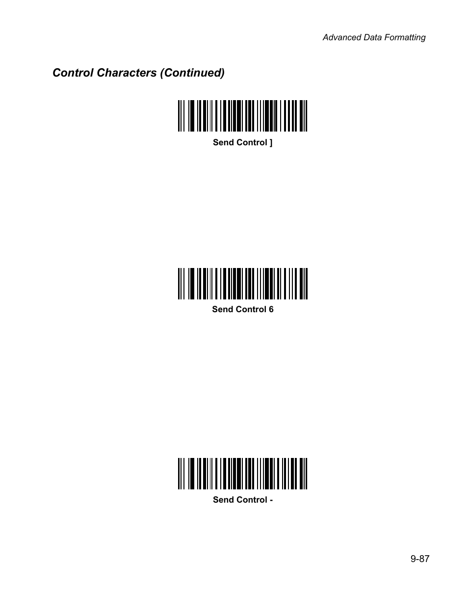 Control characters (continued) | Wasp Bar Code WPS100 User Manual | Page 305 / 466