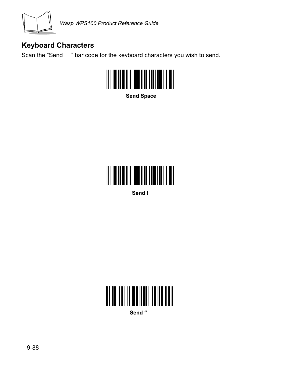 Keyboard characters | Wasp Bar Code WPS100 User Manual | Page 306 / 466