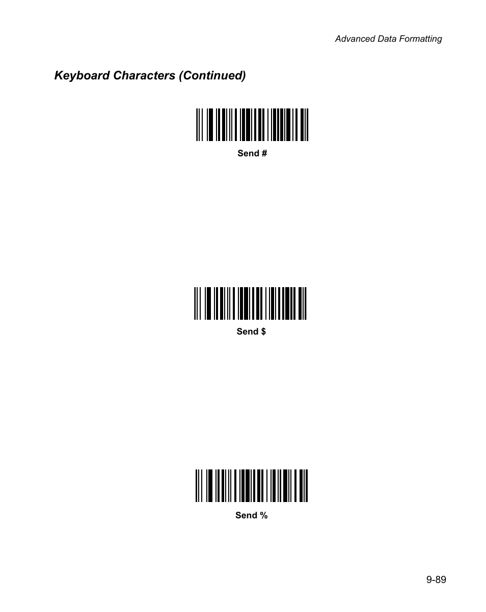 Keyboard characters (continued) | Wasp Bar Code WPS100 User Manual | Page 307 / 466