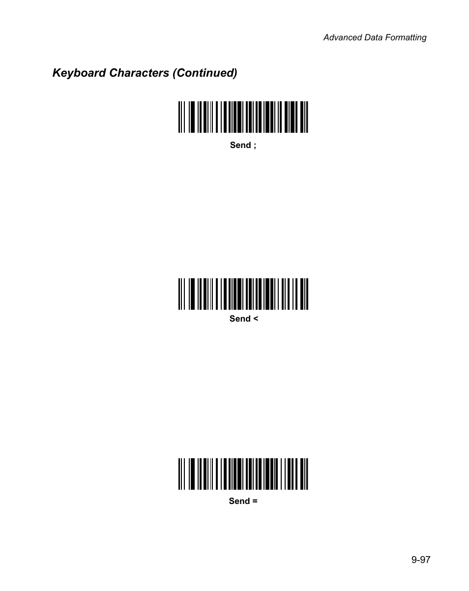 Keyboard characters (continued) | Wasp Bar Code WPS100 User Manual | Page 315 / 466