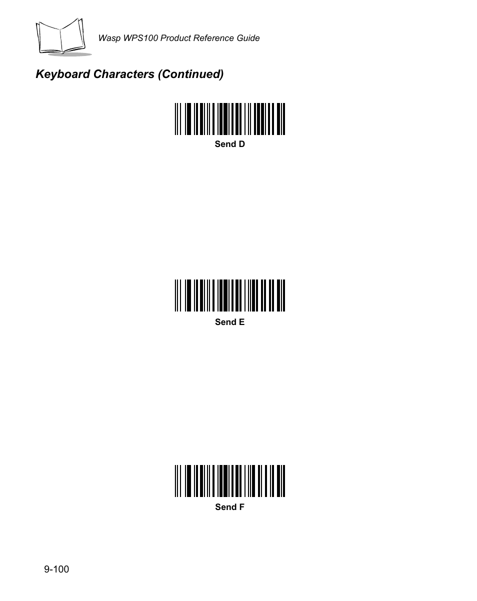 Keyboard characters (continued) | Wasp Bar Code WPS100 User Manual | Page 318 / 466