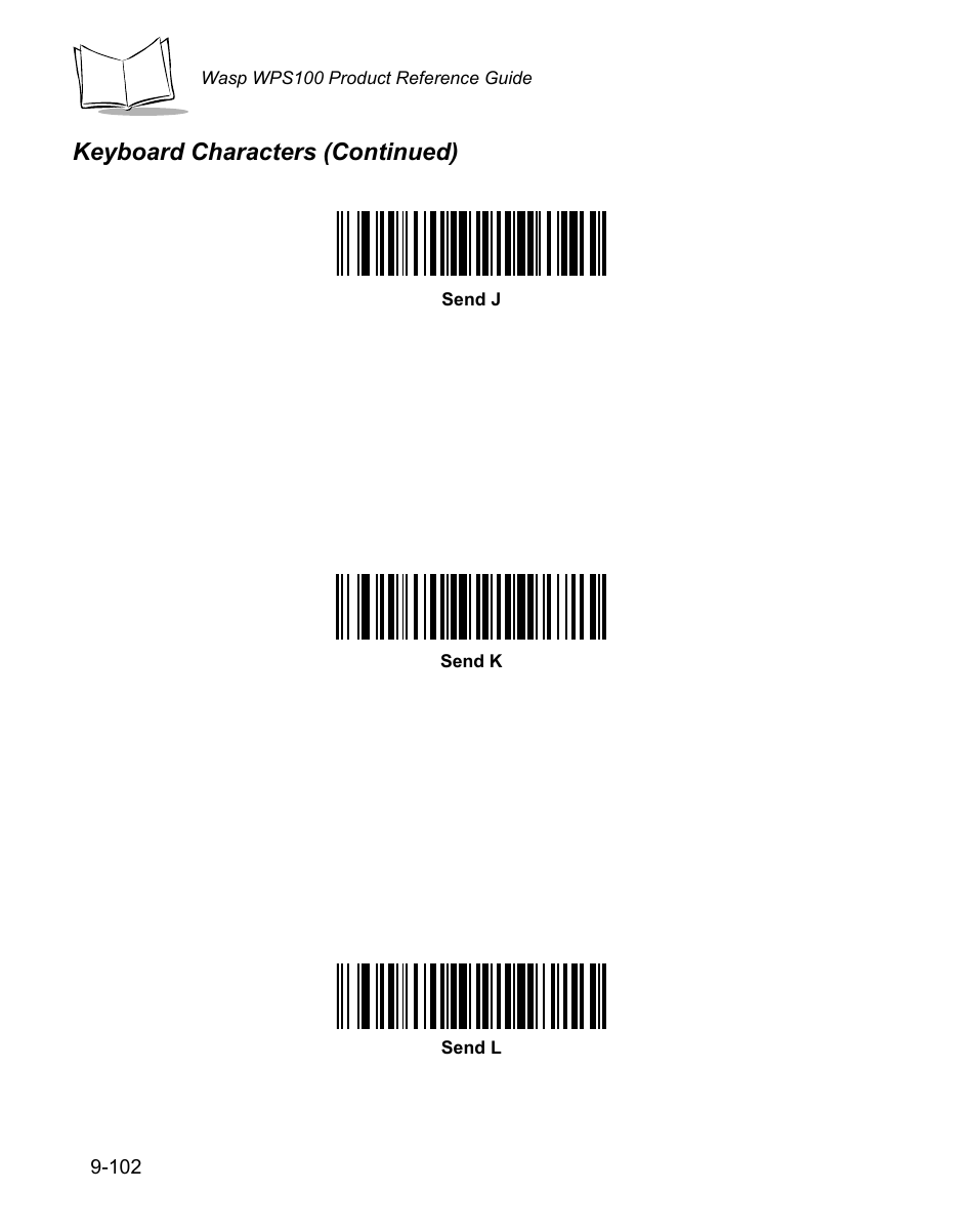 Keyboard characters (continued) | Wasp Bar Code WPS100 User Manual | Page 320 / 466