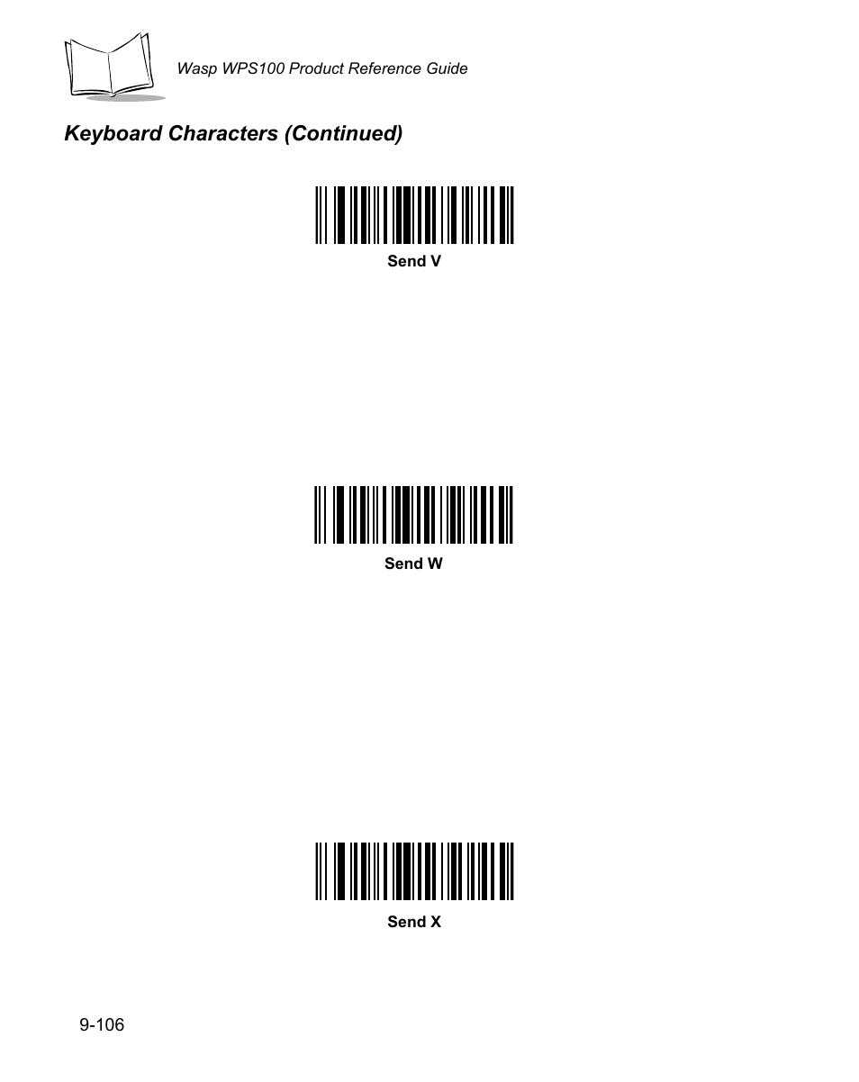 Keyboard characters (continued) | Wasp Bar Code WPS100 User Manual | Page 324 / 466