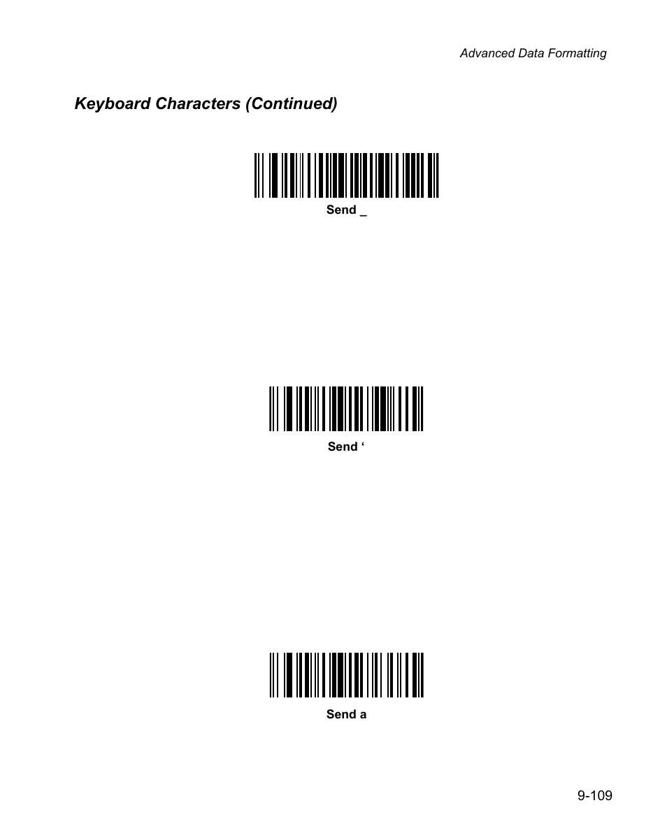 Keyboard characters (continued) | Wasp Bar Code WPS100 User Manual | Page 327 / 466