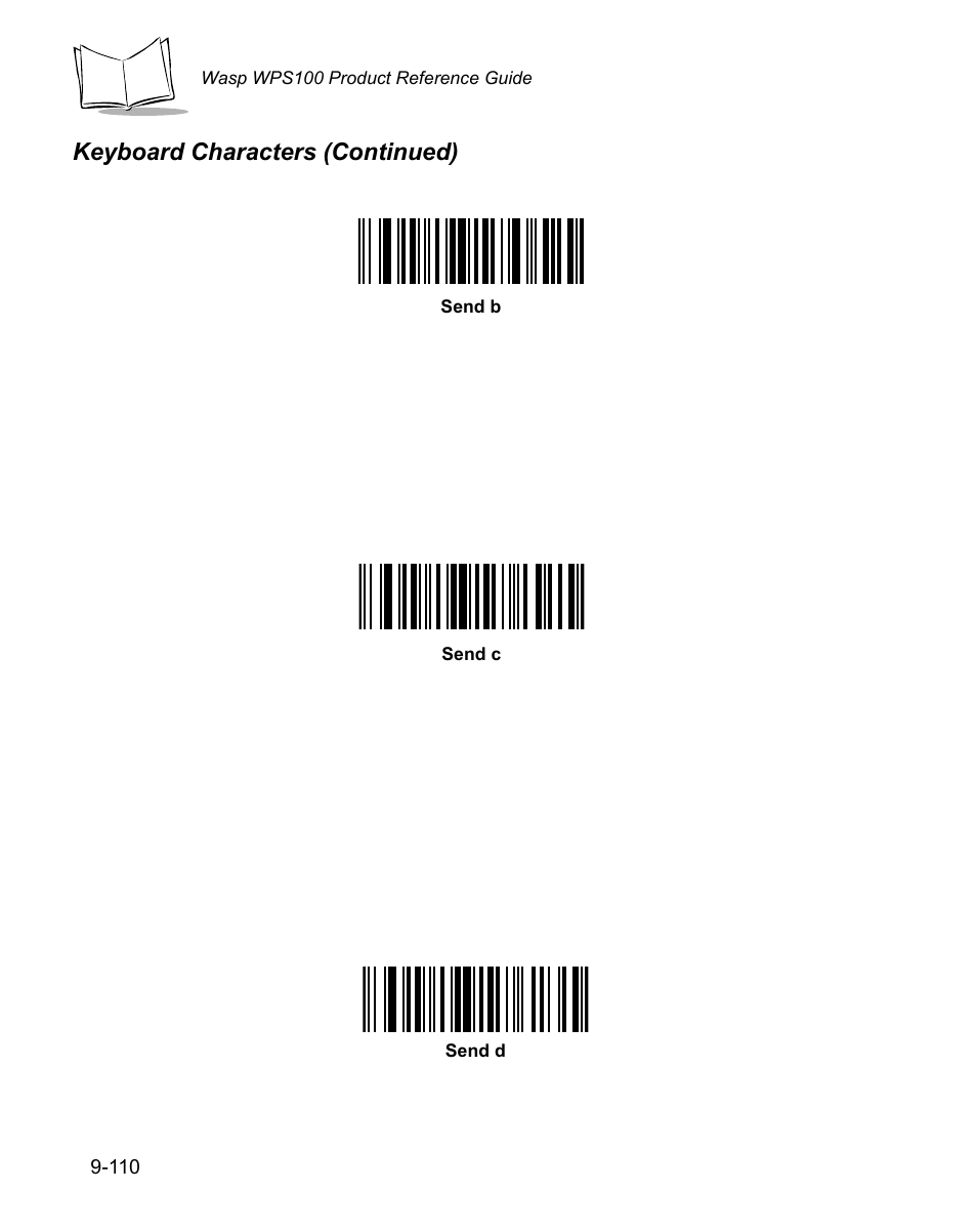 Keyboard characters (continued) | Wasp Bar Code WPS100 User Manual | Page 328 / 466