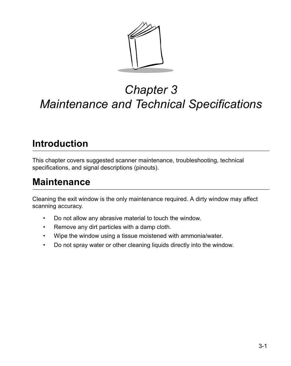 Chapter 3 maintenance and technical specifications, Introduction, Maintenance | Introduction -1 maintenance -1 | Wasp Bar Code WPS100 User Manual | Page 33 / 466