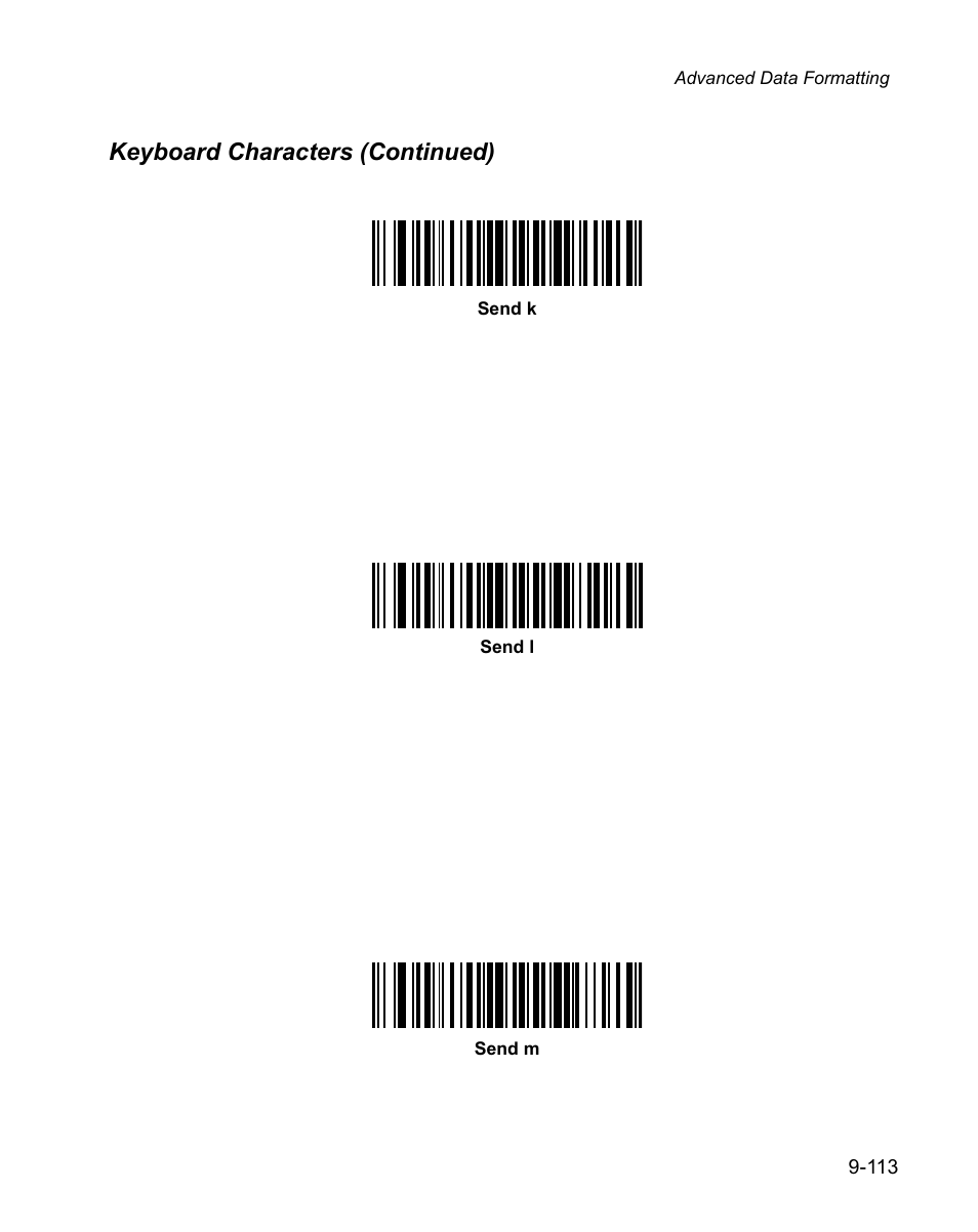 Keyboard characters (continued) | Wasp Bar Code WPS100 User Manual | Page 331 / 466