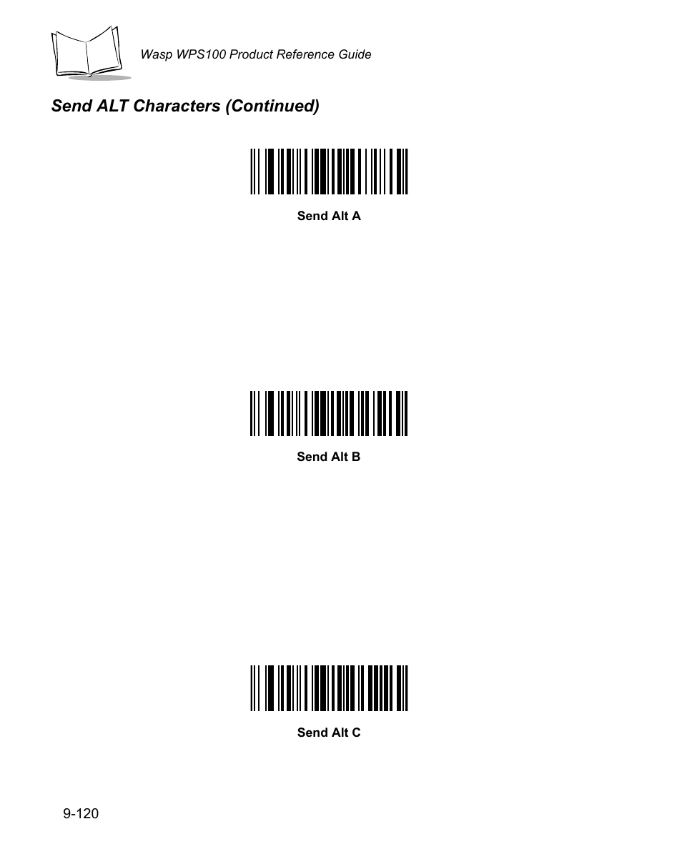 Send alt characters (continued) | Wasp Bar Code WPS100 User Manual | Page 338 / 466