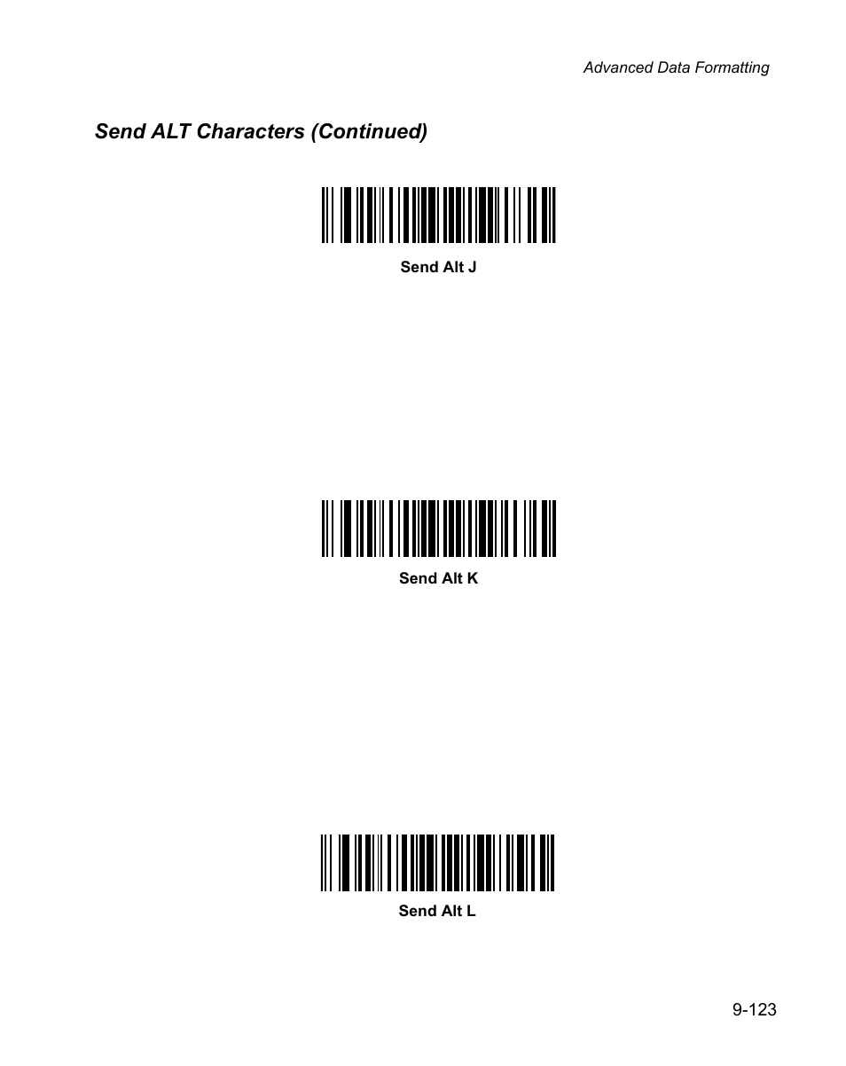 Send alt characters (continued) | Wasp Bar Code WPS100 User Manual | Page 341 / 466