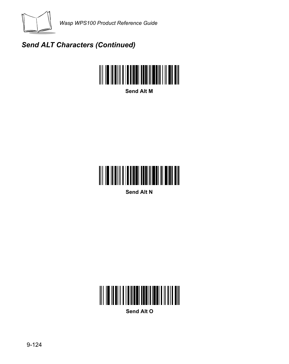 Send alt characters (continued) | Wasp Bar Code WPS100 User Manual | Page 342 / 466