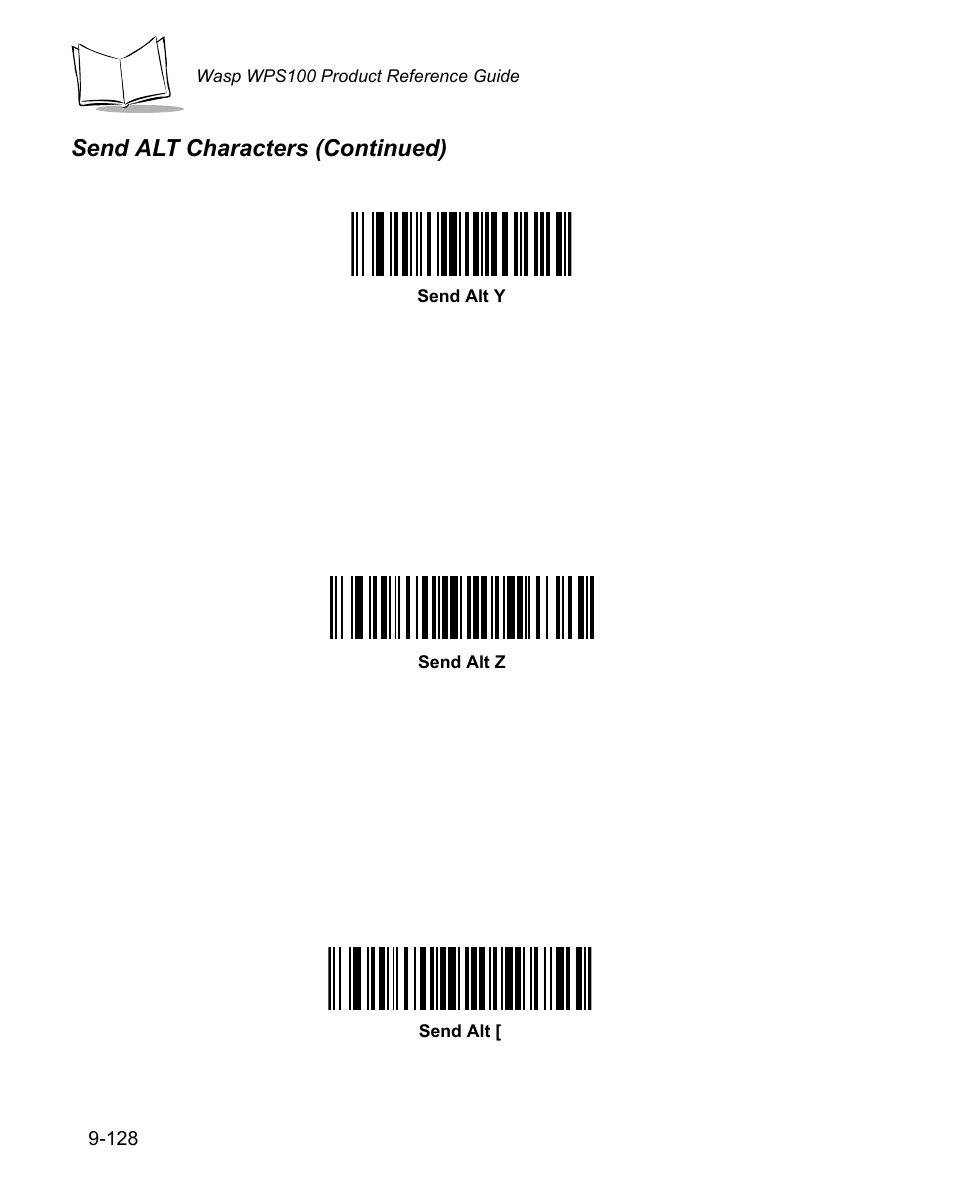 Send alt characters (continued) | Wasp Bar Code WPS100 User Manual | Page 346 / 466