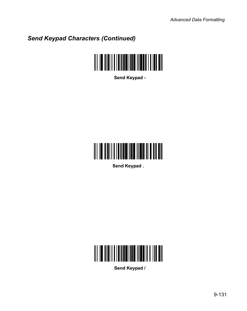 Send keypad characters (continued) | Wasp Bar Code WPS100 User Manual | Page 349 / 466