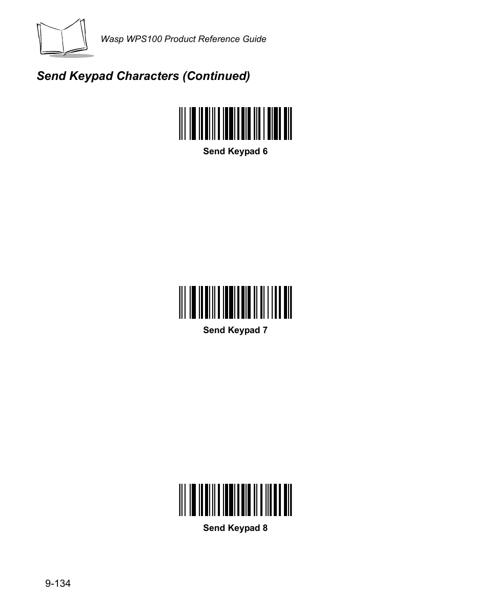 Send keypad characters (continued) | Wasp Bar Code WPS100 User Manual | Page 352 / 466