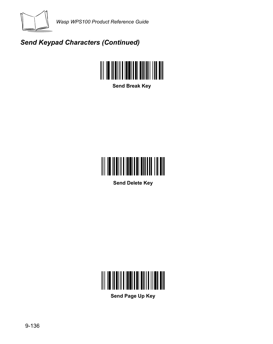Send keypad characters (continued) | Wasp Bar Code WPS100 User Manual | Page 354 / 466