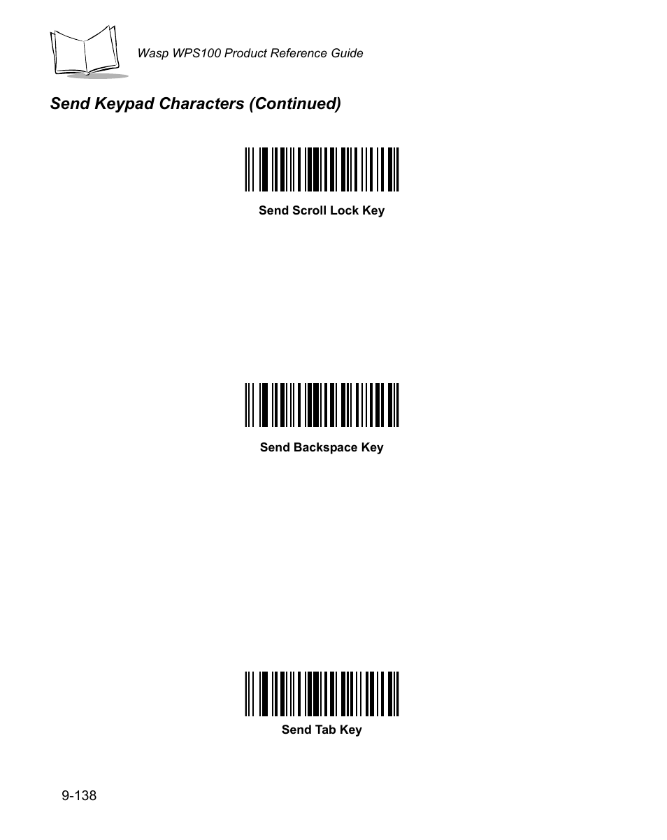 Send keypad characters (continued) | Wasp Bar Code WPS100 User Manual | Page 356 / 466