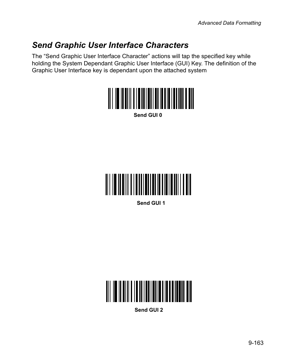 Send graphic user interface characters, Send graphic user interface characters -163 | Wasp Bar Code WPS100 User Manual | Page 381 / 466