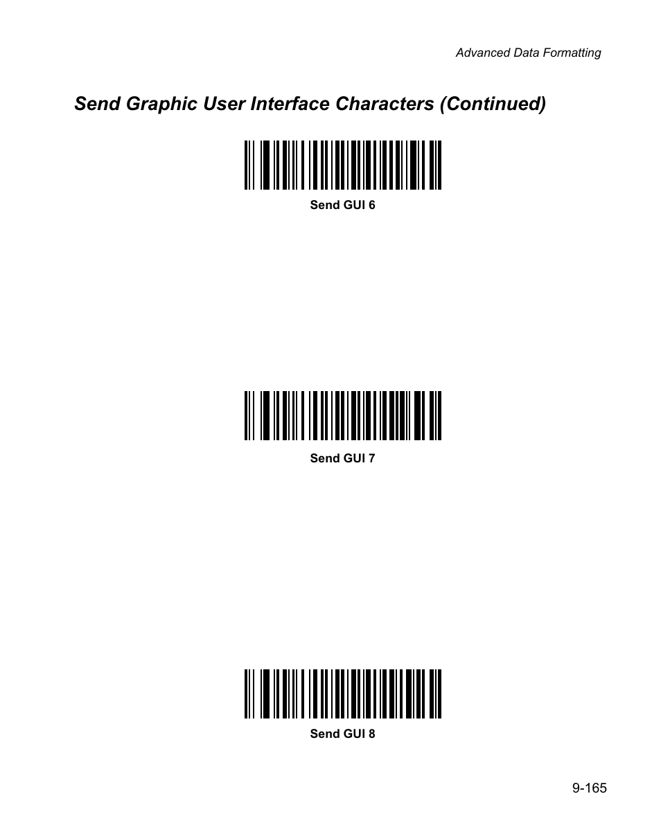 Send graphic user interface characters (continued) | Wasp Bar Code WPS100 User Manual | Page 383 / 466