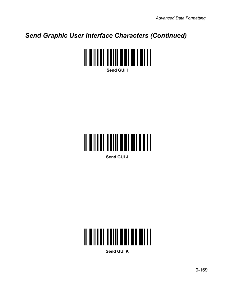 Send graphic user interface characters (continued) | Wasp Bar Code WPS100 User Manual | Page 387 / 466