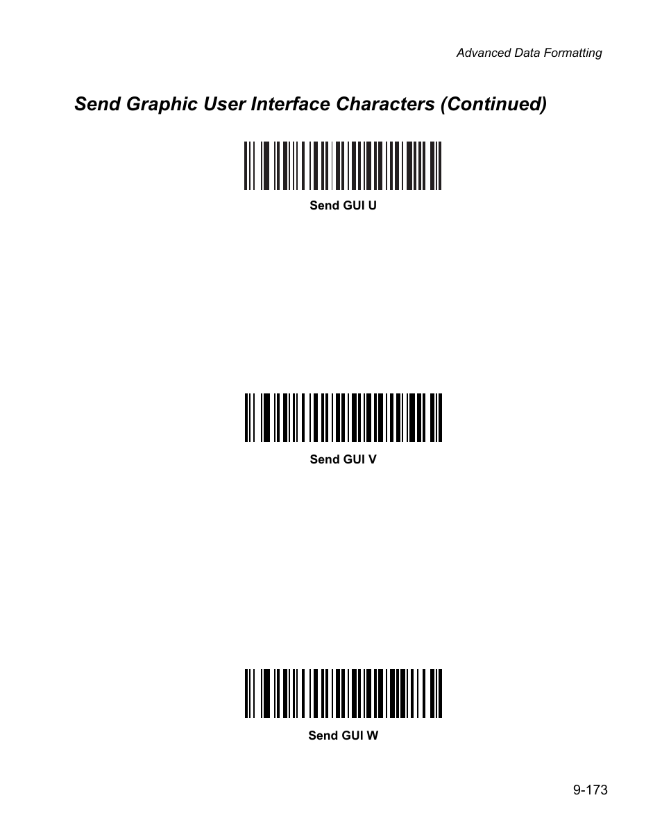 Send graphic user interface characters (continued) | Wasp Bar Code WPS100 User Manual | Page 391 / 466