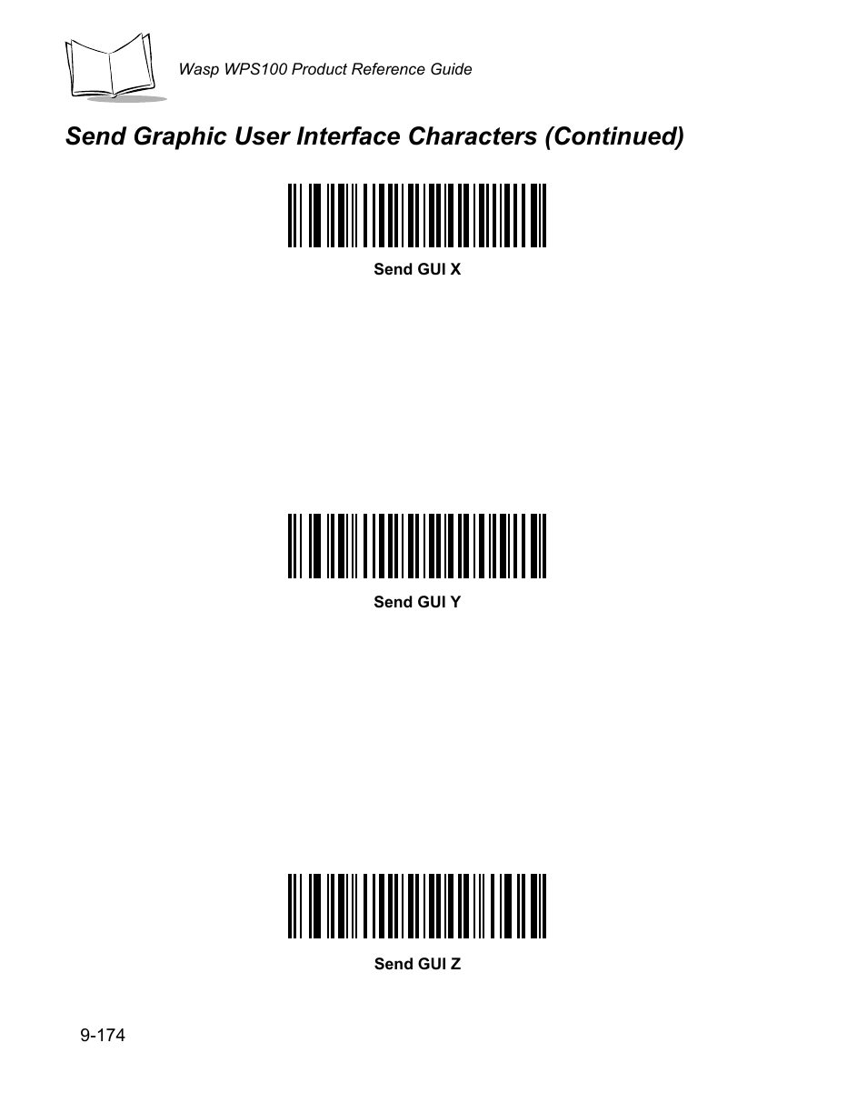 Send graphic user interface characters (continued) | Wasp Bar Code WPS100 User Manual | Page 392 / 466