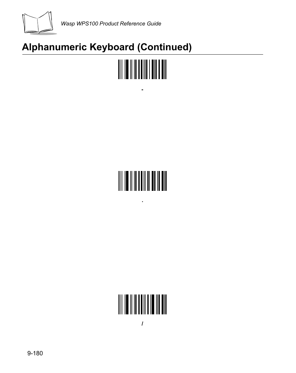 Alphanumeric keyboard (continued) | Wasp Bar Code WPS100 User Manual | Page 398 / 466