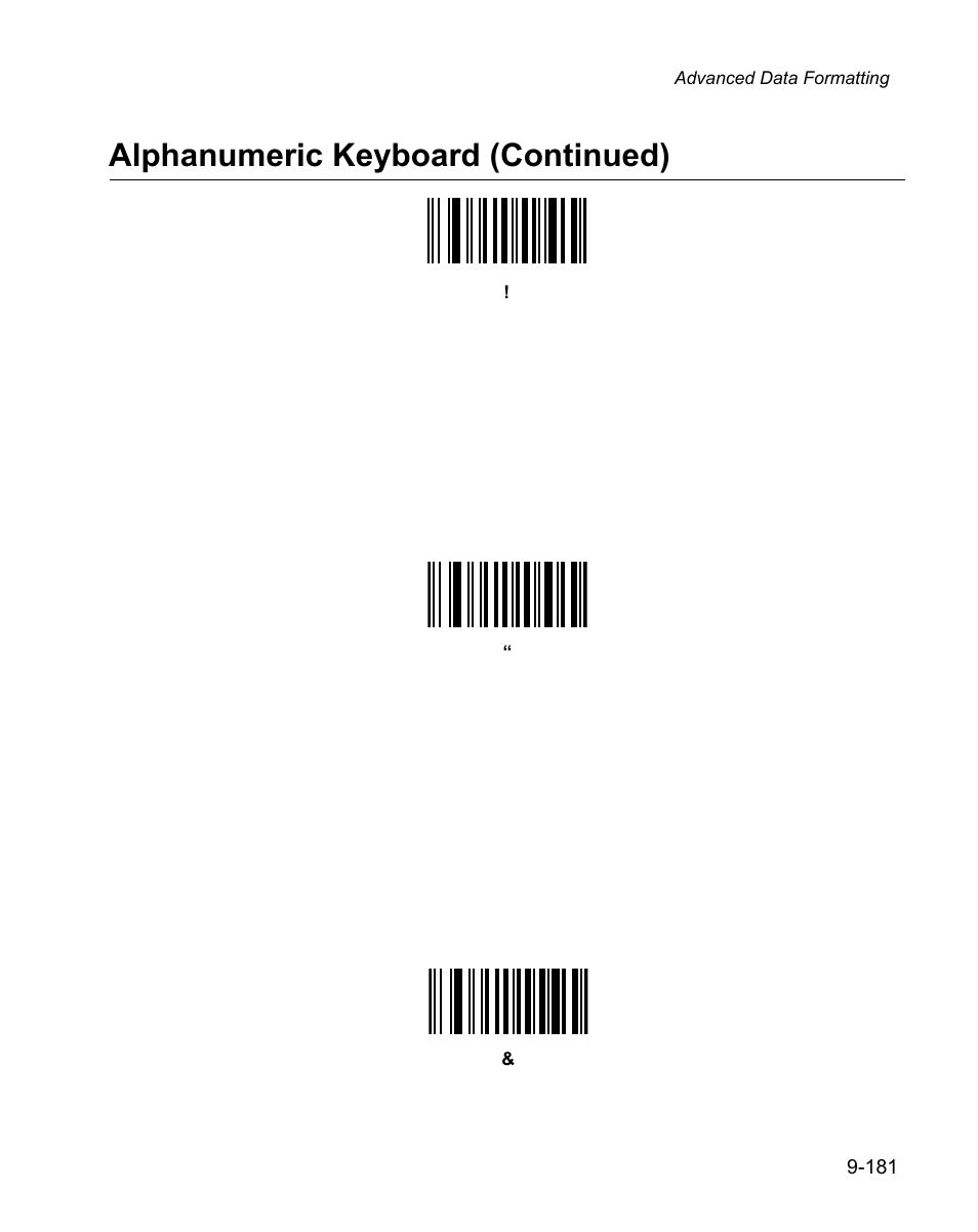 Alphanumeric keyboard (continued) | Wasp Bar Code WPS100 User Manual | Page 399 / 466