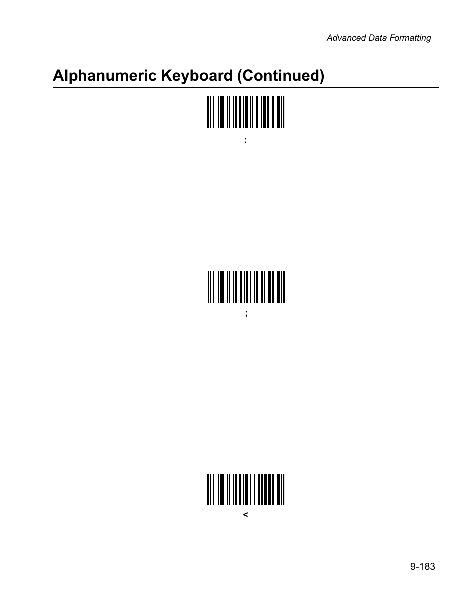 Alphanumeric keyboard (continued) | Wasp Bar Code WPS100 User Manual | Page 401 / 466