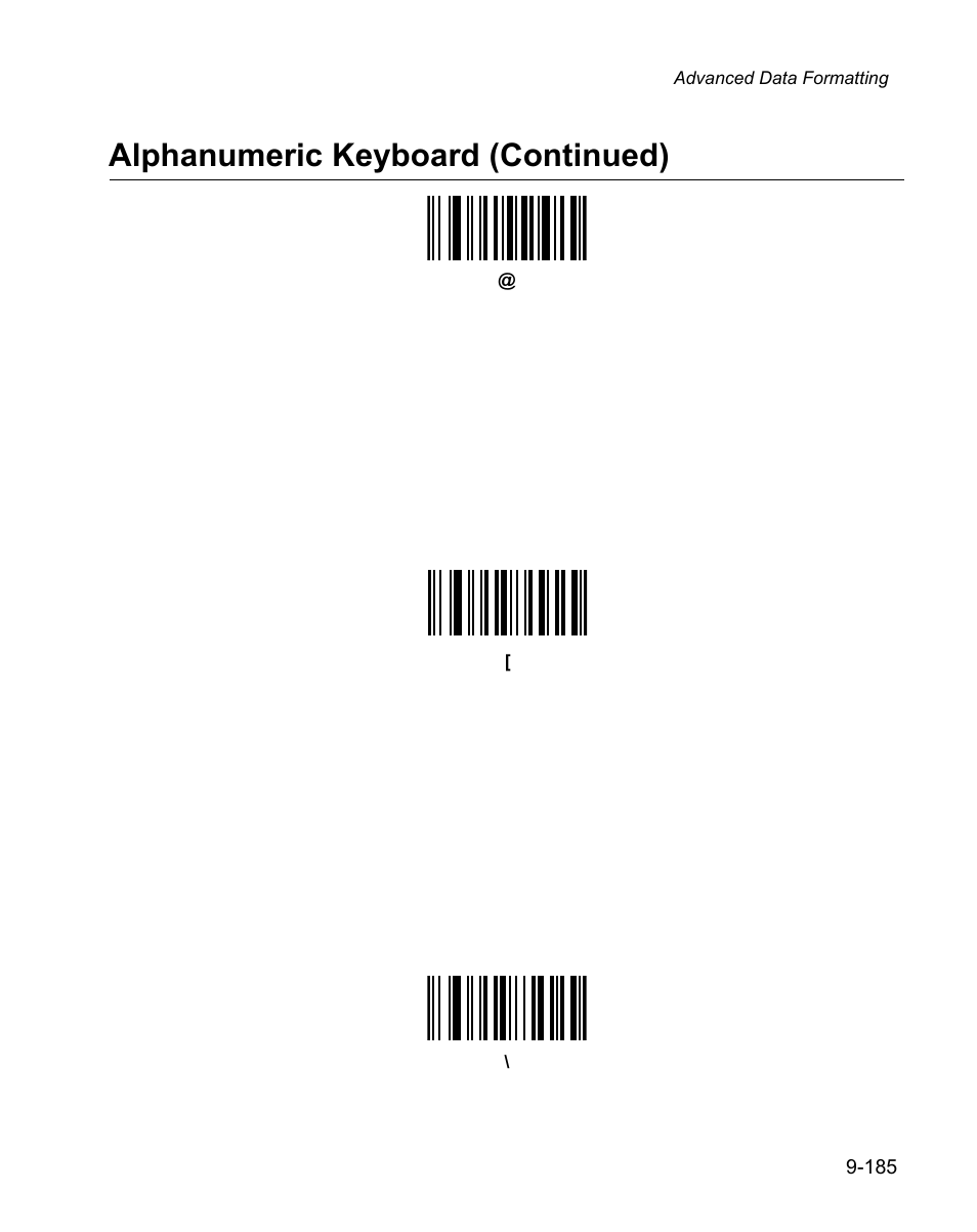 Alphanumeric keyboard (continued) | Wasp Bar Code WPS100 User Manual | Page 403 / 466