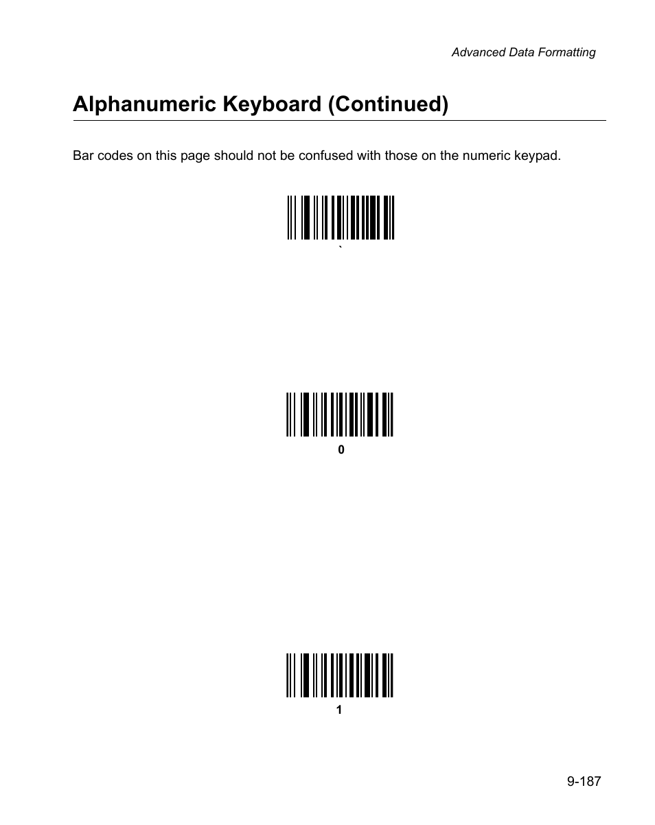Alphanumeric keyboard (continued) | Wasp Bar Code WPS100 User Manual | Page 405 / 466