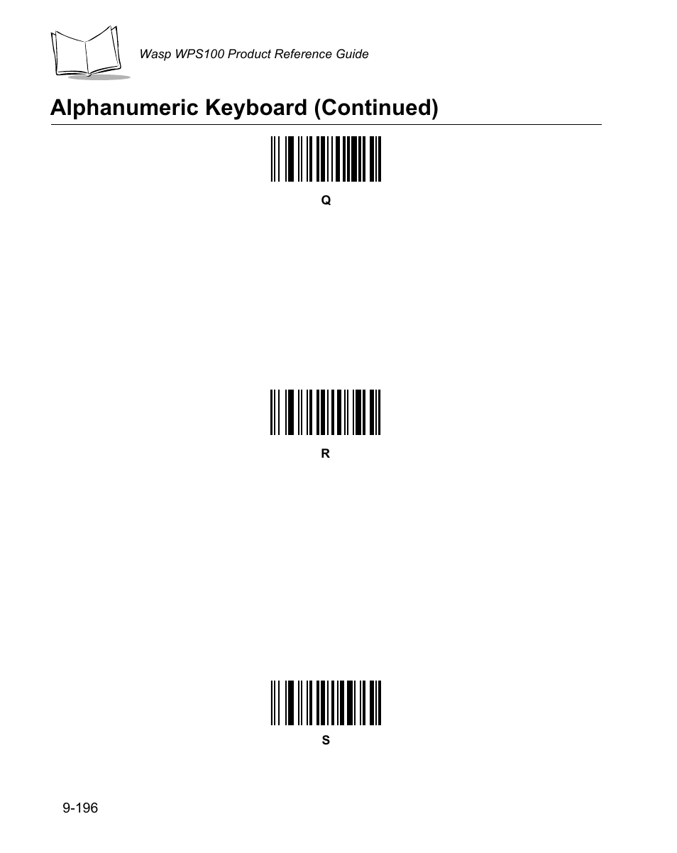 Alphanumeric keyboard (continued) | Wasp Bar Code WPS100 User Manual | Page 414 / 466