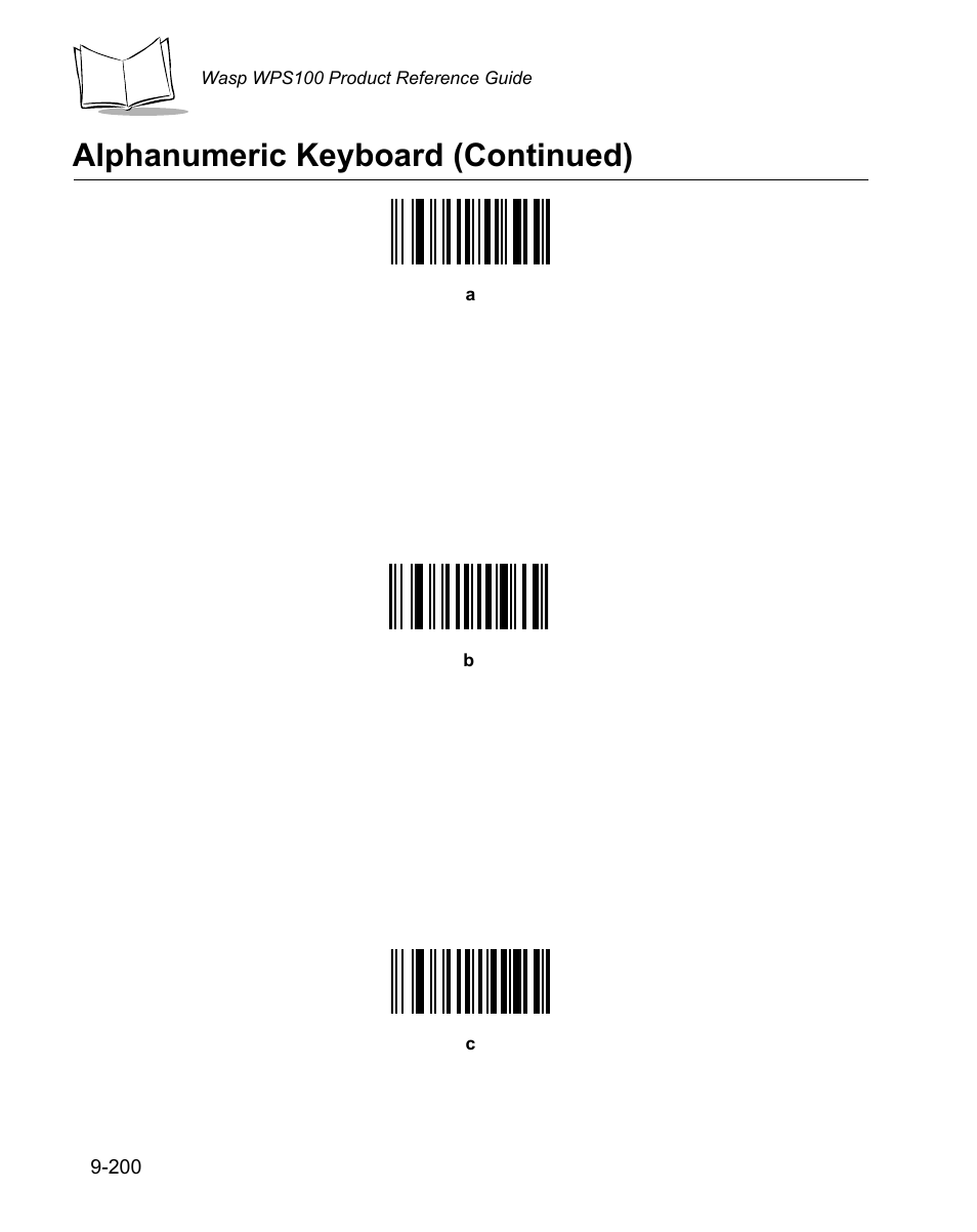 Alphanumeric keyboard (continued) | Wasp Bar Code WPS100 User Manual | Page 418 / 466