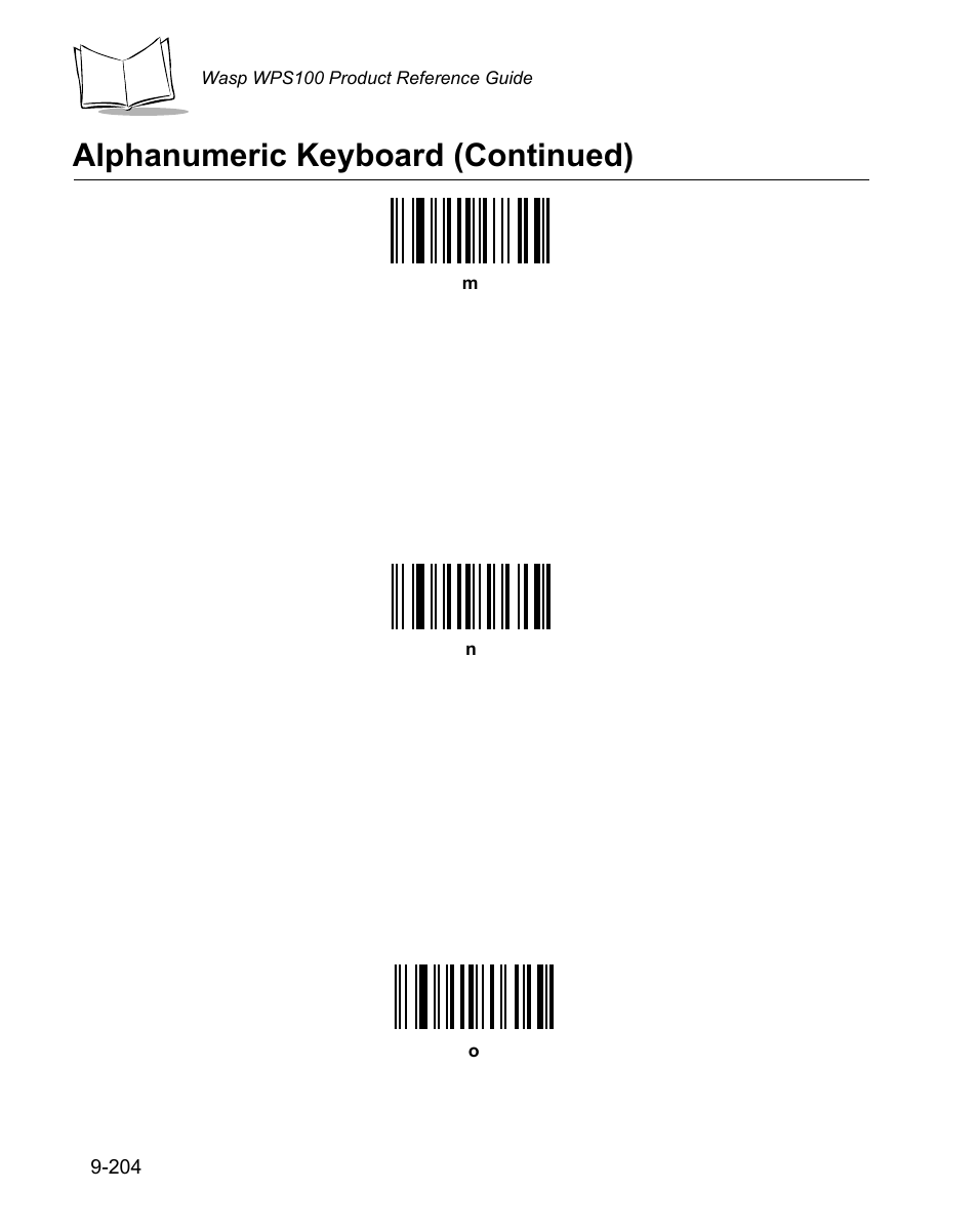 Alphanumeric keyboard (continued) | Wasp Bar Code WPS100 User Manual | Page 422 / 466