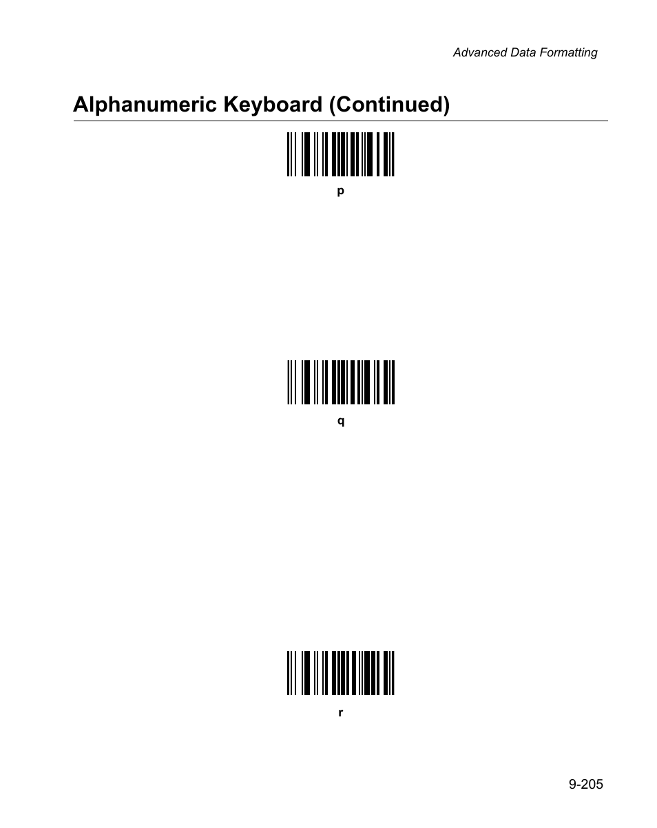 Alphanumeric keyboard (continued) | Wasp Bar Code WPS100 User Manual | Page 423 / 466