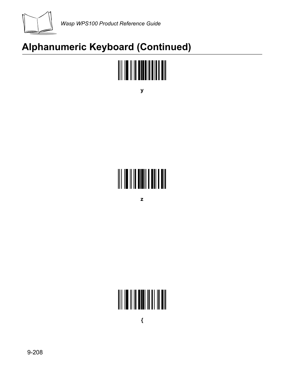 Alphanumeric keyboard (continued) | Wasp Bar Code WPS100 User Manual | Page 426 / 466