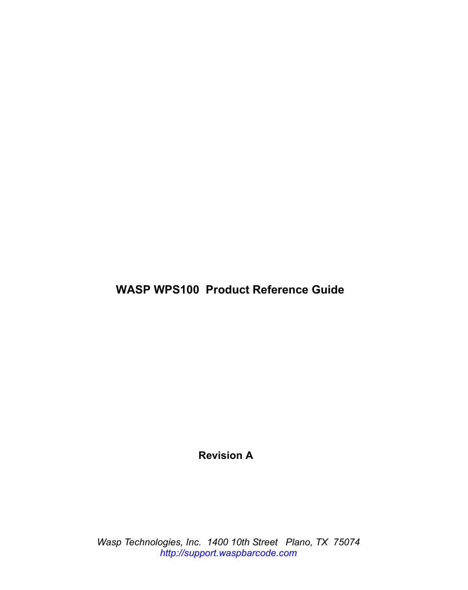 Wasp Bar Code WPS100 User Manual | Page 466 / 466