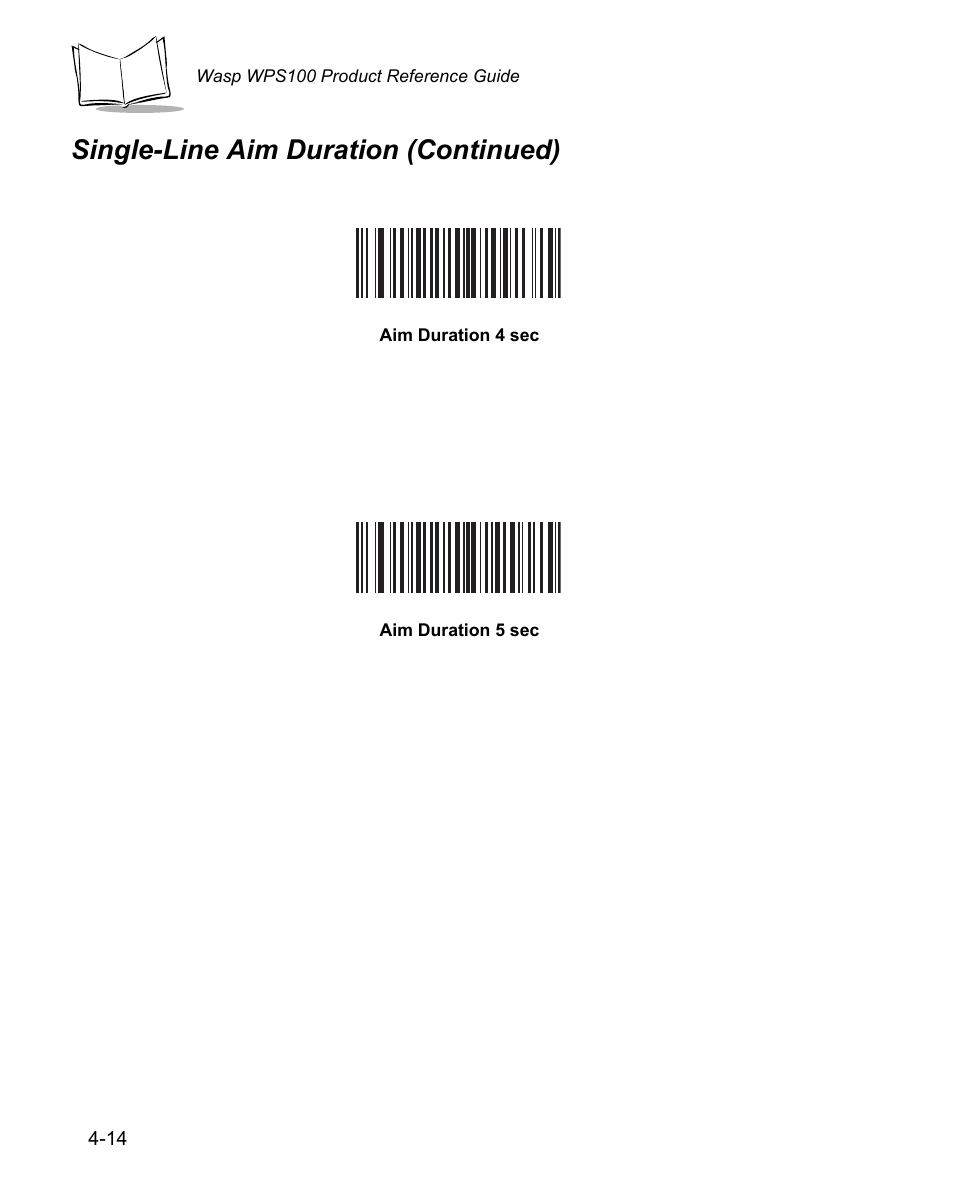 Single-line aim duration (continued) | Wasp Bar Code WPS100 User Manual | Page 54 / 466