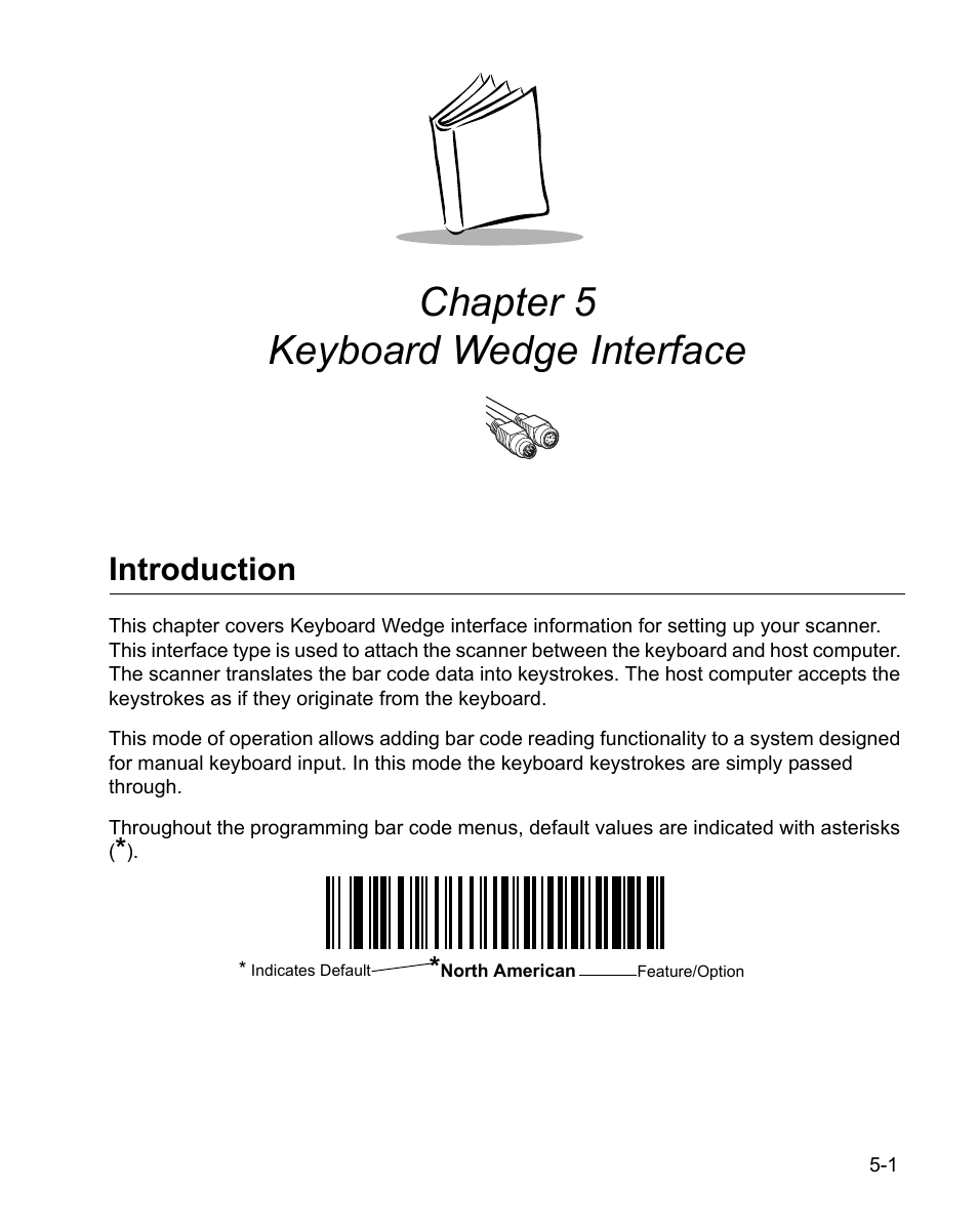 Chapter 5 keyboard wedge interface, Introduction, Chapter 5. keyboard wedge interface | Introduction -1, Chapter 5, keyboard wedge interface, Cover | Wasp Bar Code WPS100 User Manual | Page 59 / 466