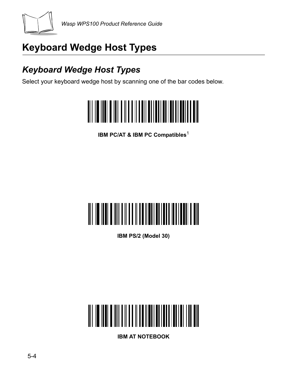 Keyboard wedge host types, Keyboard wedge host types -4 | Wasp Bar Code WPS100 User Manual | Page 62 / 466