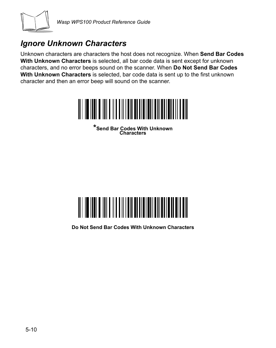 Ignore unknown characters, Ignore unknown characters -10 | Wasp Bar Code WPS100 User Manual | Page 68 / 466