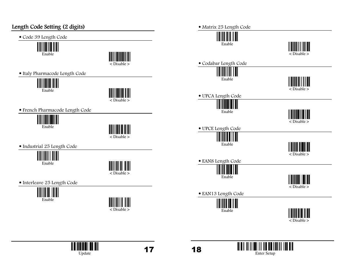 Length code setting (2 digits) | Wasp Bar Code WWS850 User Manual | Page 11 / 30