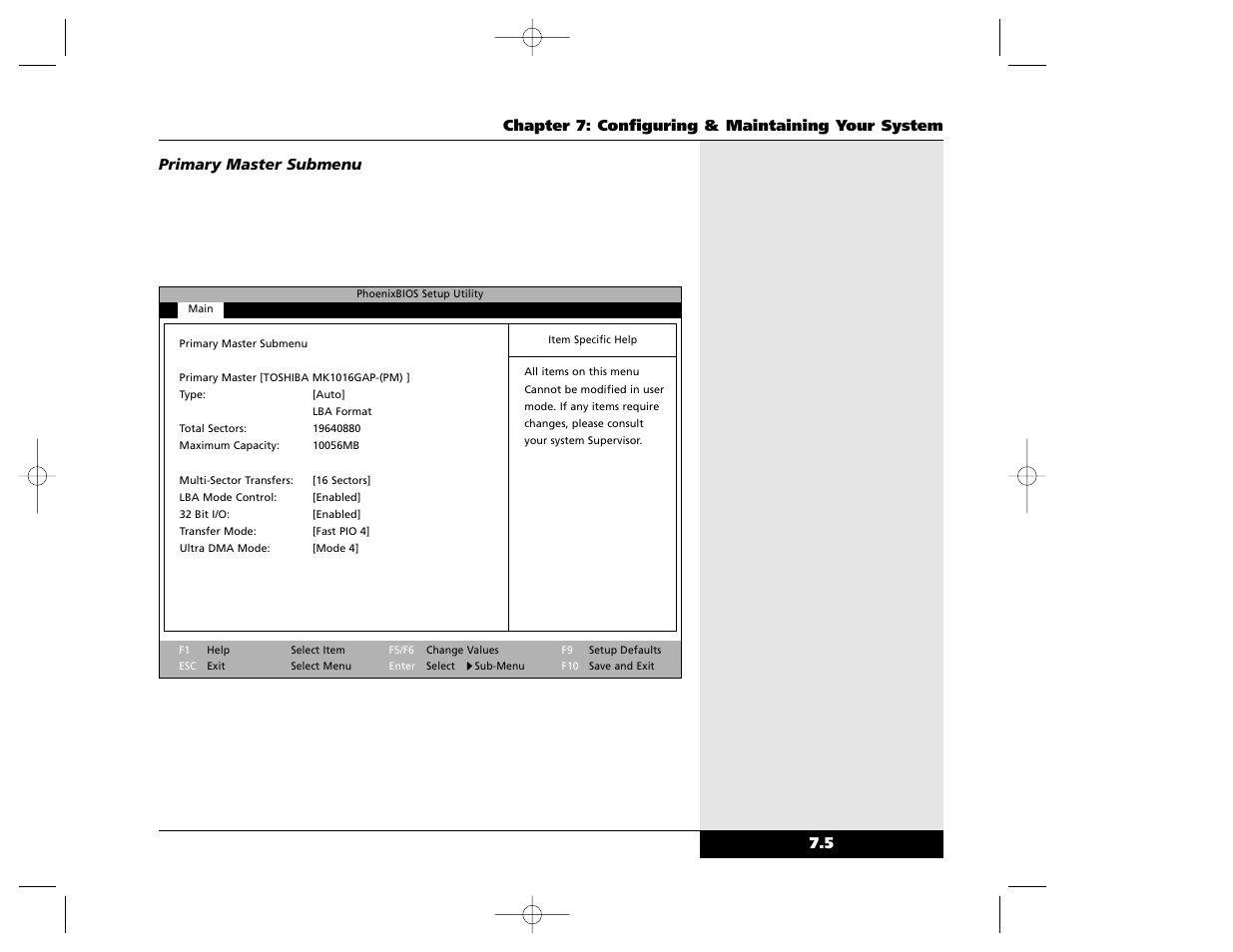 Primary master submenu (figure 7.2) | Winbook X Series X2 User Manual | Page 112 / 188