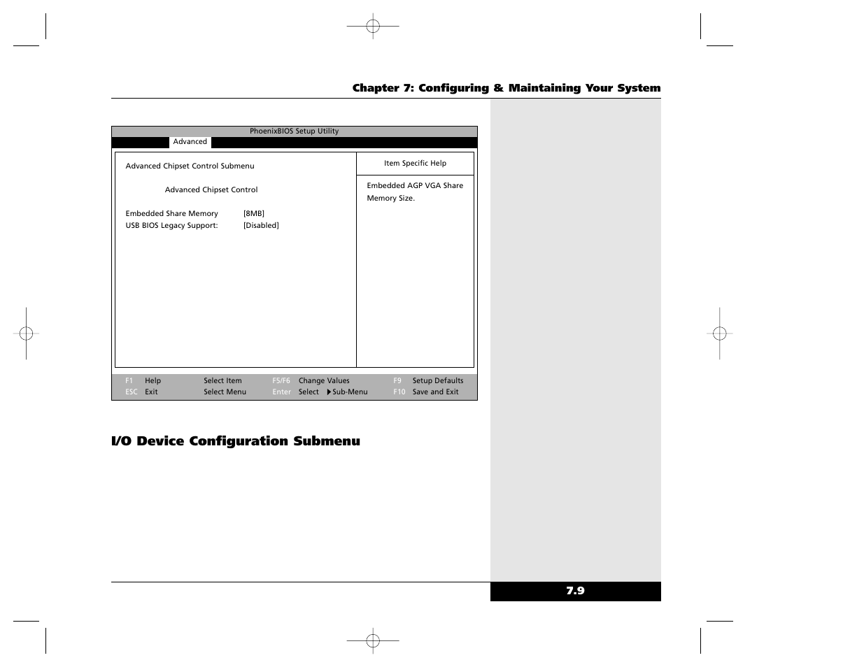 I/o device configuration submenu | Winbook X Series X2 User Manual | Page 116 / 188